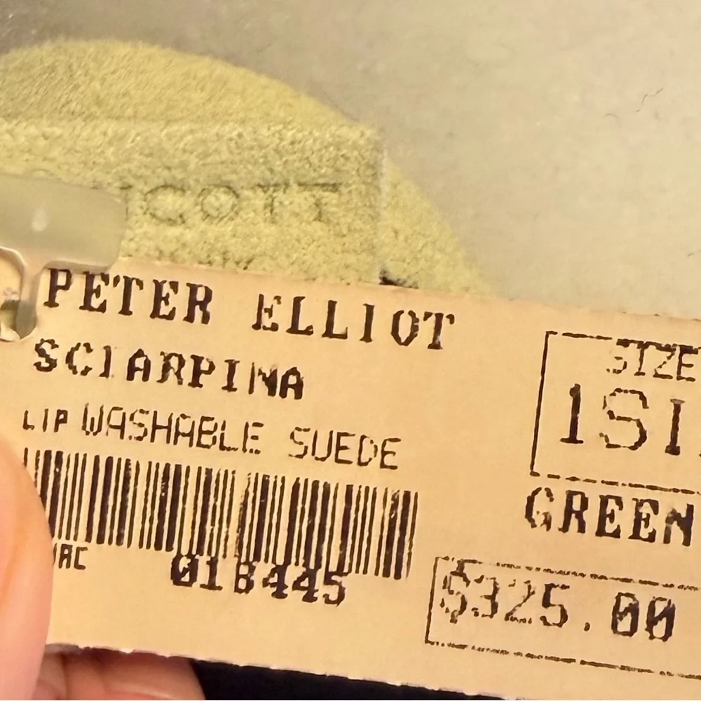 Peter Elliot Lippincott Sciarpina Green Suede & Black Wool Scarf NWT